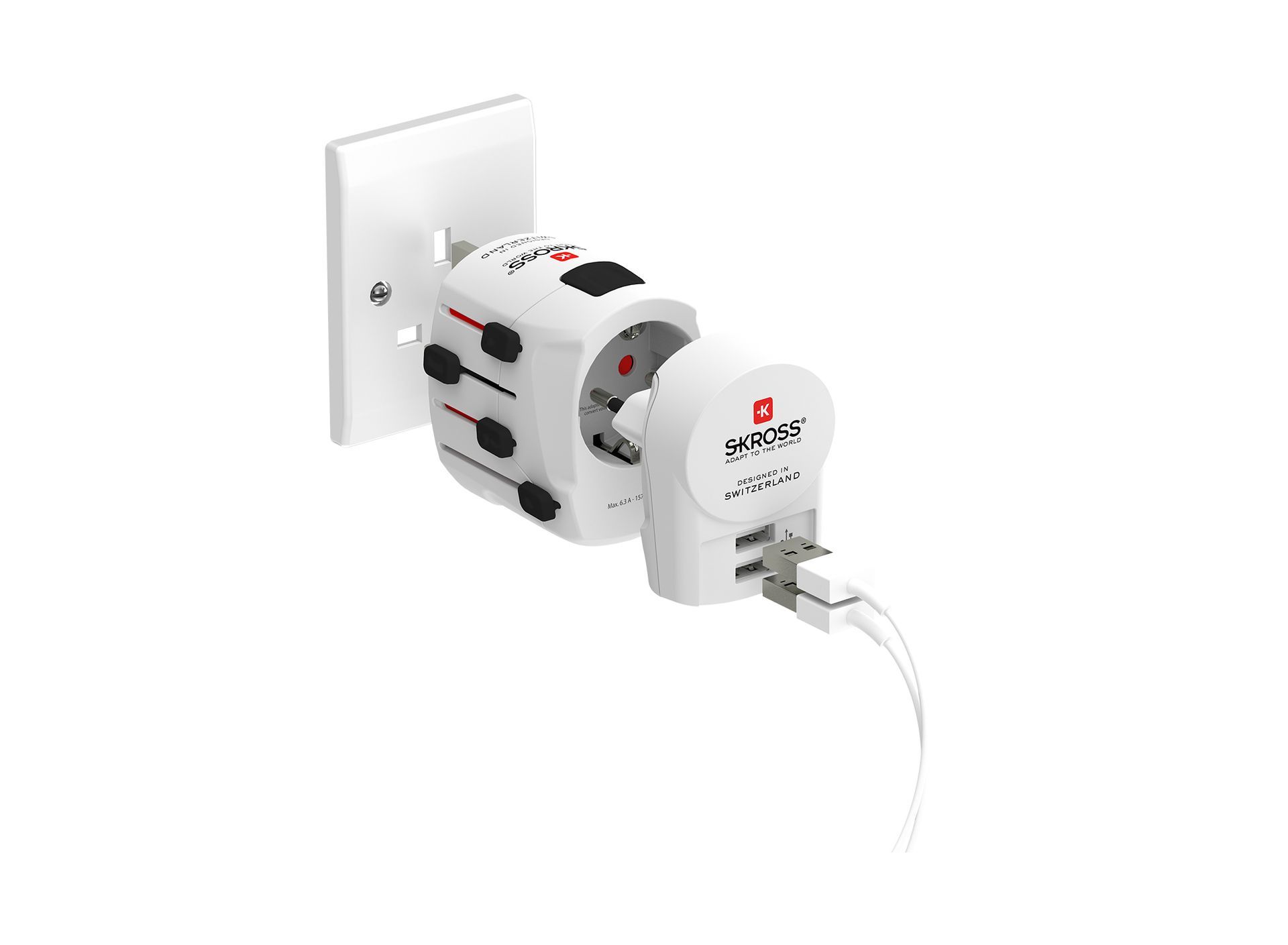 SKROSS PRO + USB 2xA Travel Adapter